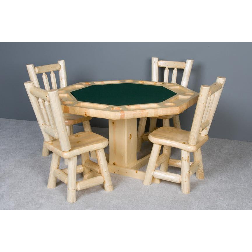 Viking Log Poker Table Set Northwoods Log with Matching Wood Seat Chairs-AMERICANA-POKER-TABLES